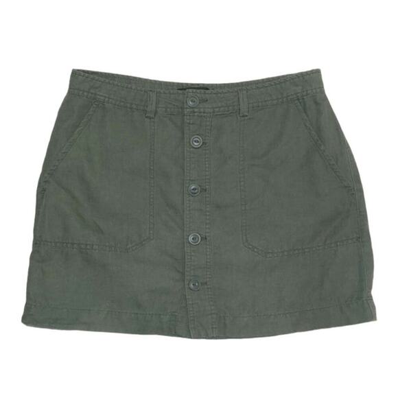 Sanctuary Army Green Mini Skirt Cotton Linen Blend Button Front Gorpcore Medium - Picture 3 of 11